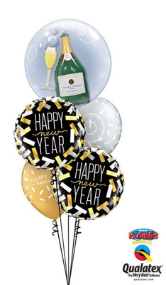 New Year Bubble Champagne Confetti Balloons Bouquet