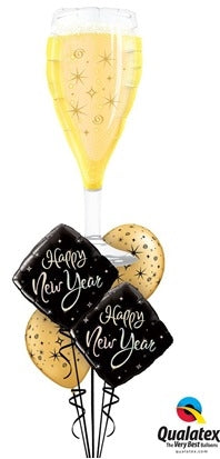 New Year Champagne Glass Balloons Bouquet