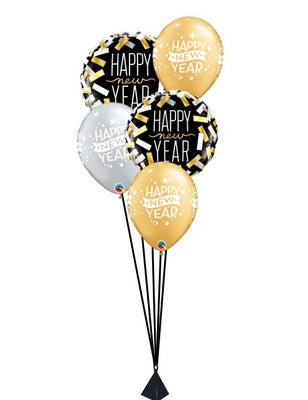 New Year Confetti  Silver Gold Balloon Bouquet of 7
