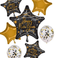 New Year Midnight Hour Confetti Balloon Bouquet with Helium Weight