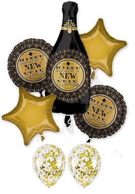 New Year Roaring 20s Champagne Confetti Balloon Bouquet