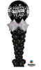 New Year Stars Black Balloon Column