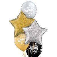 New Year Glitter Stars Balloon Bouquet with Helium Weight
