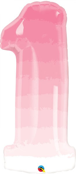 Jumbo Ombre Pink Number 1 Foil Balloon with Helium Weight