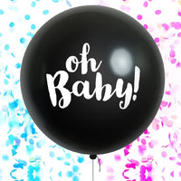 36 inch Oh Baby Black Gender Reveal Confetti Balloon Helium and Weight
