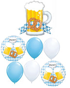 Oktoberfest Beer Mug Pretzel Balloon Bouquet with Helium and Weight