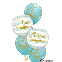 On Your Communion Blue Balloons Bouquet