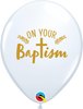 11 inch On Your Baptism Cross White Balloons with Helium and Hi Float