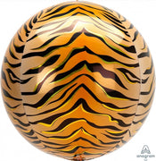16 inch Orbz Tiger Animal Print Foil Balloons with Helium