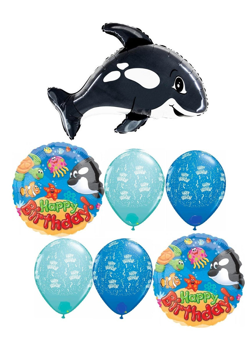 Orca Whale Birthday Balloons Bouquet