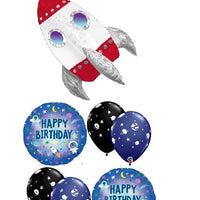 Outer Space 3D Rocket Ship  Birthday Balloons Bouquet