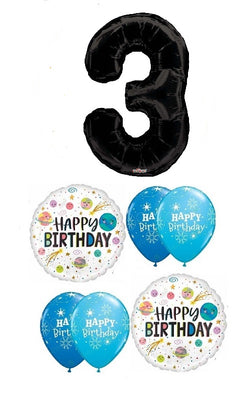 Outer Space Birthday Pick An Age Black Number Balloon Bouquet