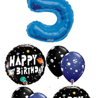 Outer Space Birthday Pick An Age Blue Number Balloon Bouquet