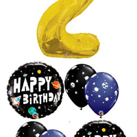 Outer Space Birthday Pick An Age Gold Number Balloon Helium Weight