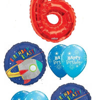 Outer Space Birthday Pick An Age Red Number Balloons Bouquet