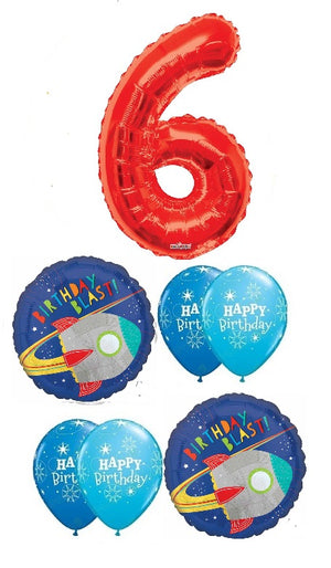 Outer Space Birthday Pick An Age Red Number Balloons Bouquet
