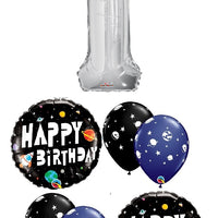 Outer Space Birthday Pick An Age Silver Number Balloons Bouquet