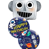 35 inch Outer Space Robot Head Bubble Birthday Balloon Bouquet