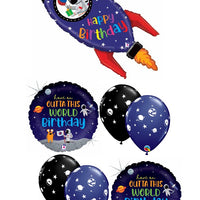 Outer Space Rocket Ship Happy Birthday Balloons Bouquet