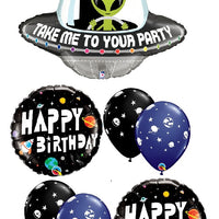 Outer Space UFO Alien Take Me To Your Party Birthday Balloons Bouquet
