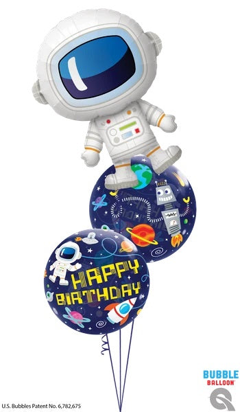 Outer Space Adorable Astronaut Bubble Birthday Balloons Bouquet