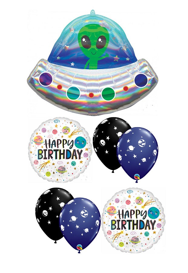 Outer Space Alien UFO Birthday Balloons Bouquet