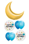 Outer Space Gold Moon Birthday Balloon Bouquet