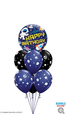 Outer Space Galaxy Astronaut Bubble Birthday Balloons Bouquet
