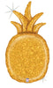 Pineapple Gold Glitter Hawaiian Luau Balloon with Helium and Weight