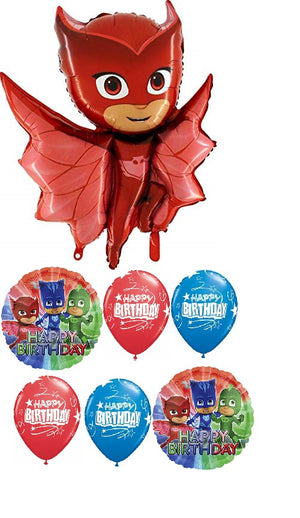 PJ Masks Owlette Birthday Balloon Bouquet with Helium and Weight