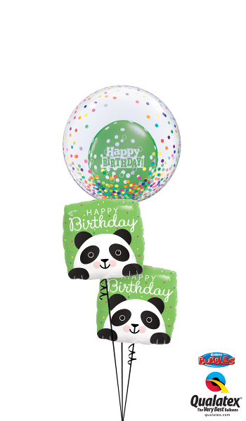 Panda Bubble Birthday Balloons Bouquet