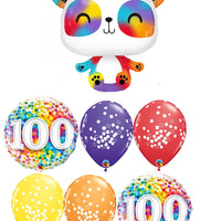 Panda Rainbow 100 Days Balloon Bouquet with Helium Weight