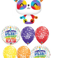 Rainbow Panda Birthday Balloons Bouquet