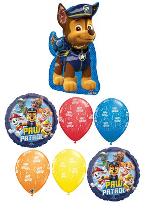 Paw Patrol Chase Pup Happy Birthday Balloon Bouquet with Helium Weight
