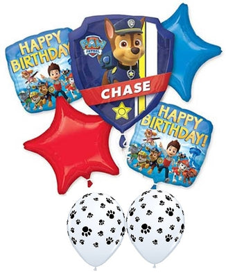 Paw Patrol Chase Happy Birthday Balloon Bouquet with Helum and Weight