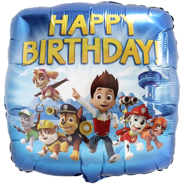 18 inch Paw Patrol Happy Birthday Foil Balloon with Helium