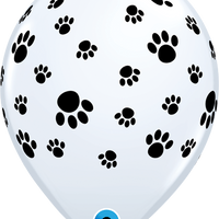 11 inch Animal Paw Prints Around White Balloon with Helium Hi Float