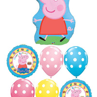 Peppa Pig Birthday Girl Cake Balloon Bouquet with Helium Weight
