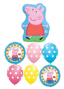 Peppa Pig Birthday Girl Cake Balloon Bouquet with Helium Weight