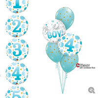 Pick An Age Birthday Boy Blue Dots Balloons Bouquet