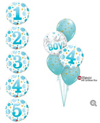 Pick An Age Birthday Boy Blue Dots Balloons Bouquet