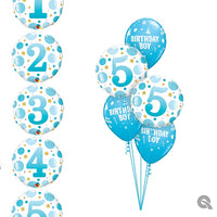 Pick An Age Birthday Boy Blue Dots Number Balloons Bouquet