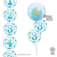 Pick An Age Birthday Boy Number Blue Dots Bubble Balloon Bouquet