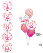 Pick An Age Birthday Girl Pink Dots Balloons Bouquet