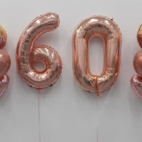 Birthday Rose Gold Number Pick An Age Balloon Bouquets Package
