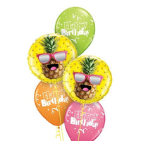 Pineapple Sunglasses Hawaiian Luau Tropical Happy Birthday Balloons Bouquet