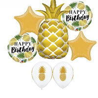 Gold Pineapple Happy Birthday Balloon Bouquet
