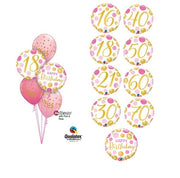 Pink Polka Dots Pick An Age Happy Birthday Balloons Bouquets