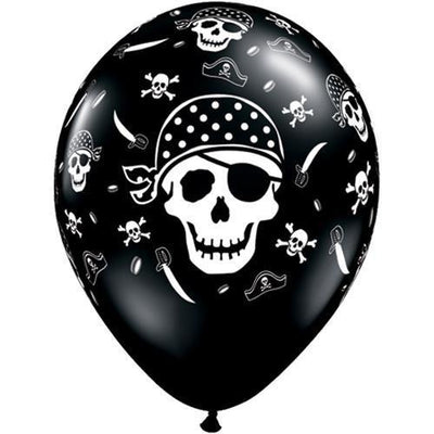 11 inch Pirate Around Black Balloons with Helium and Hi Float