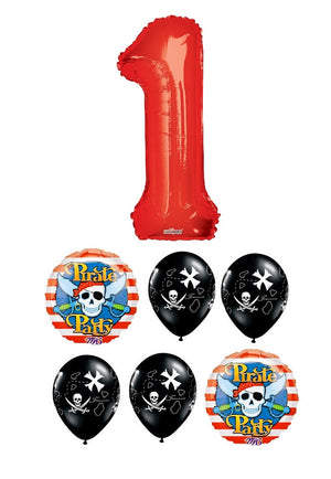 Pirate Pick an Age Red Number Birthday Balloons Bouquet